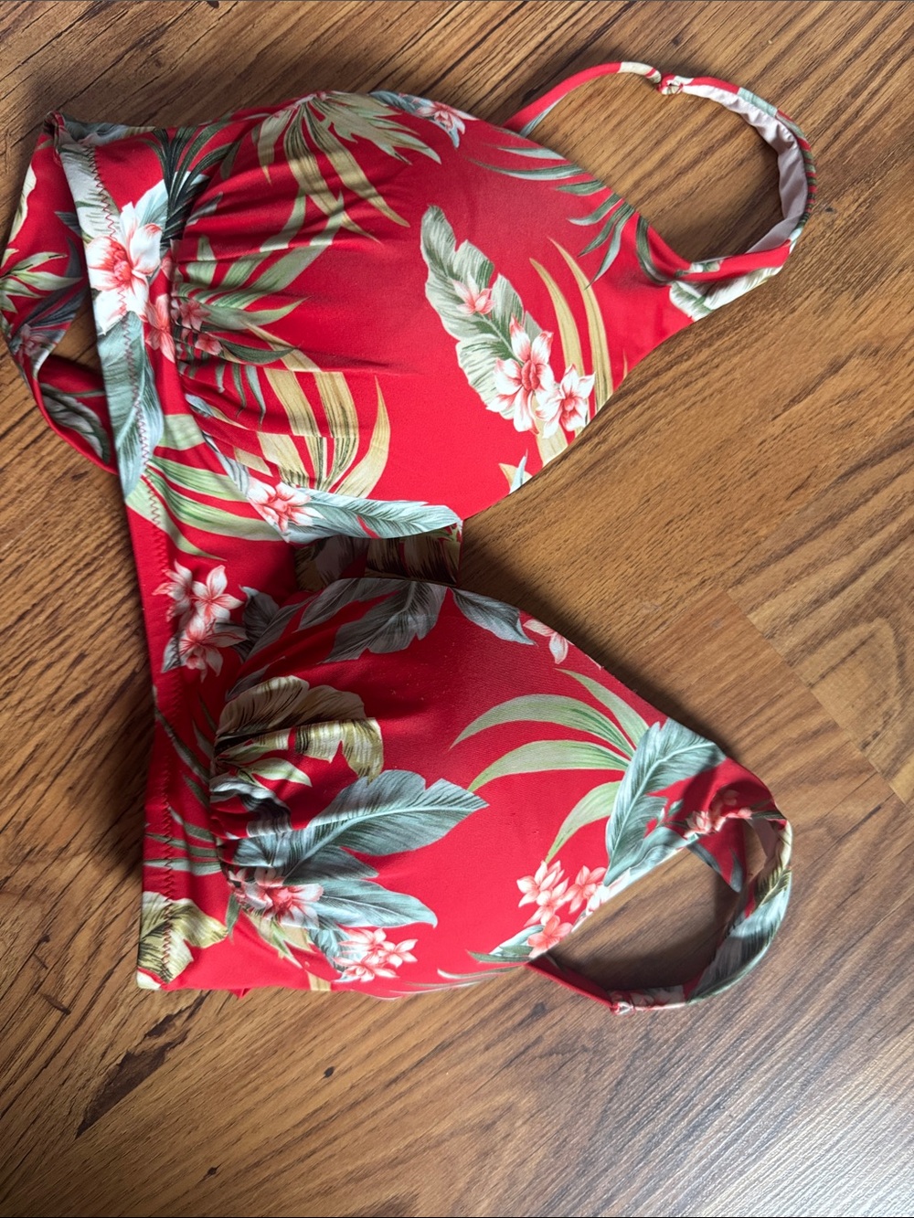 Red Tropical Floral Bikini Top - Floral Print